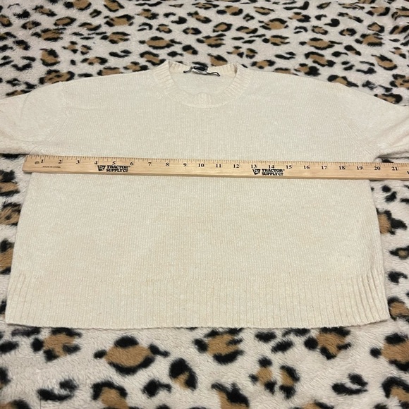 French connection light oatmeal Kesia Crew Neck Cropped Sweater - Picture 7 of 9